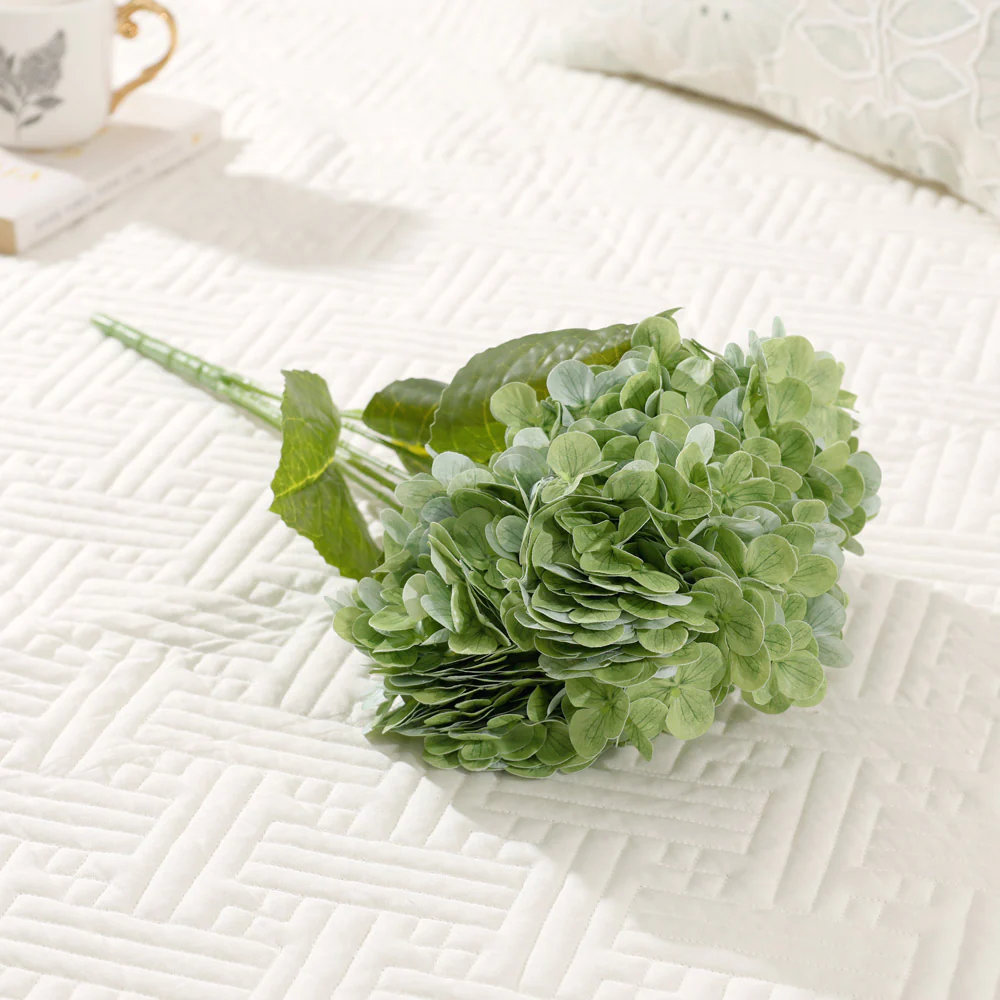 Nippon Soft-Touch Hydrangea Faux Stem - Kelp Green - Image 4