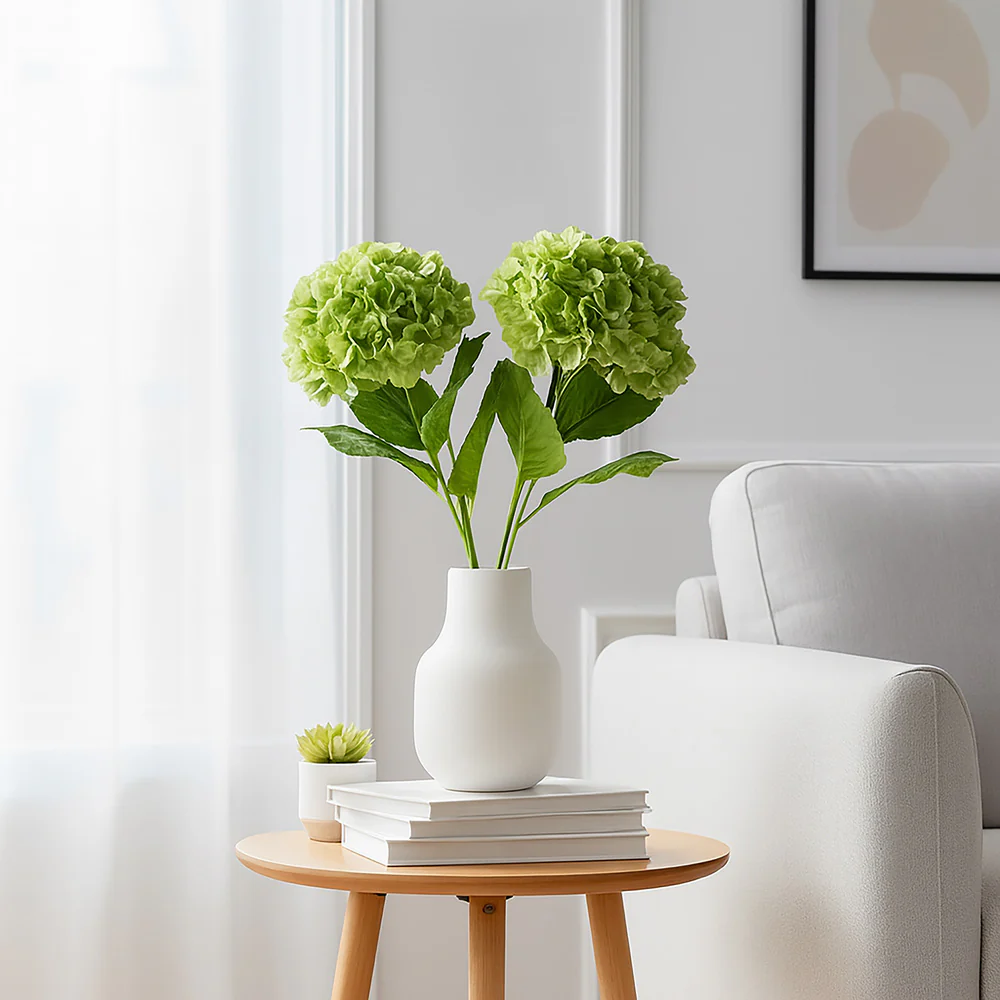 Nippon Soft-Touch Hydrangea Faux Stem - Kelp Green - Image 5