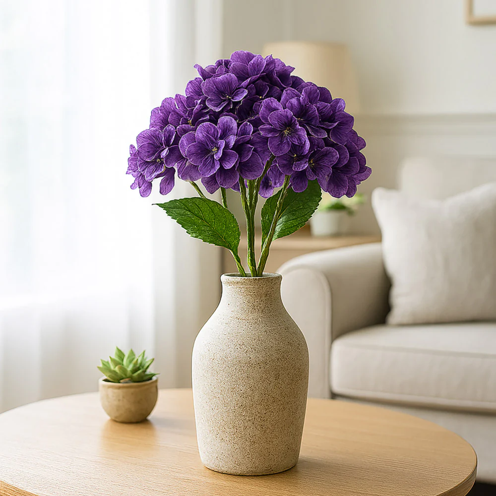 Nippon Soft-Touch Hydrangea Faux Stem - Purple - Image 5