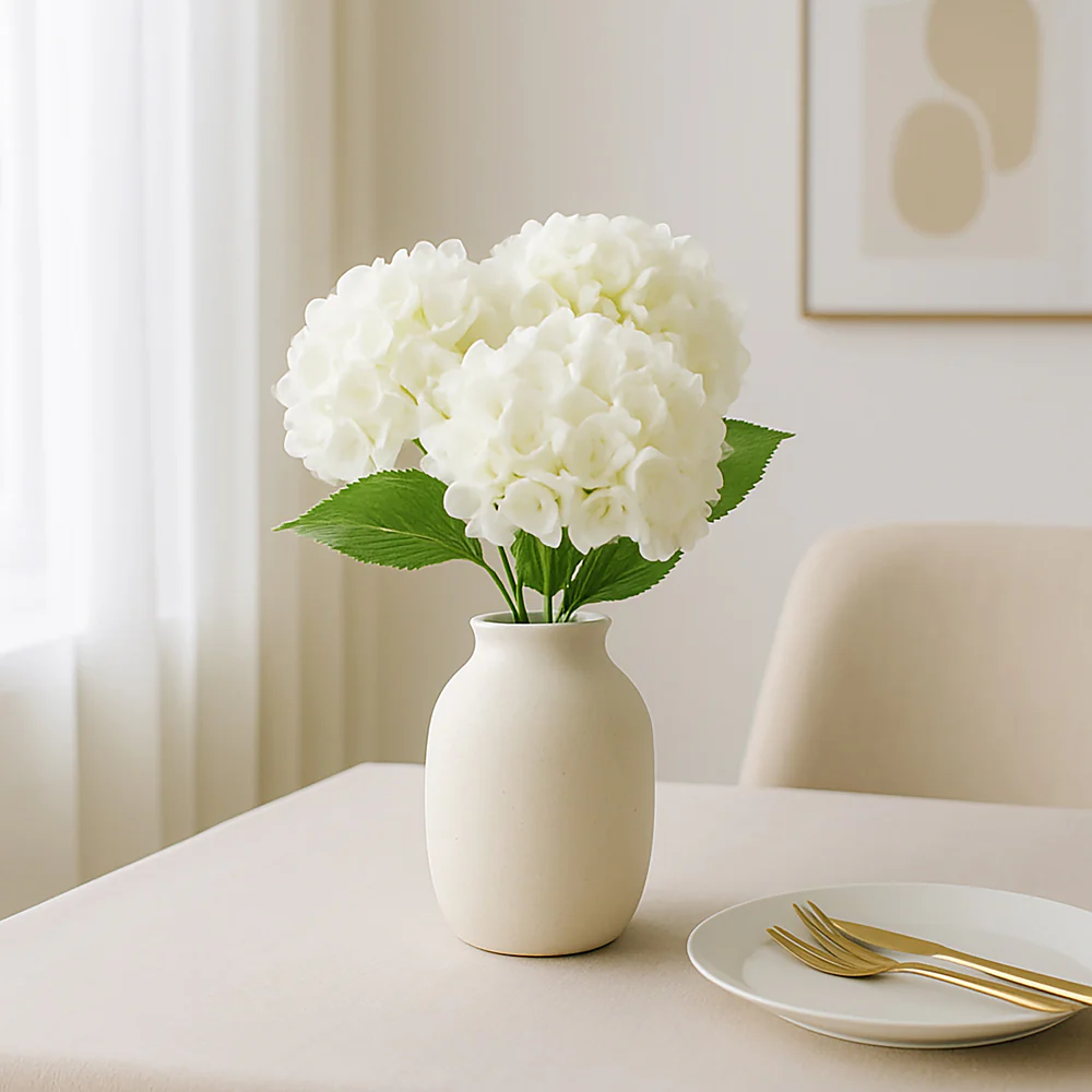 Nippon Soft-Touch Hydrangea Faux Stem - White - Image 5