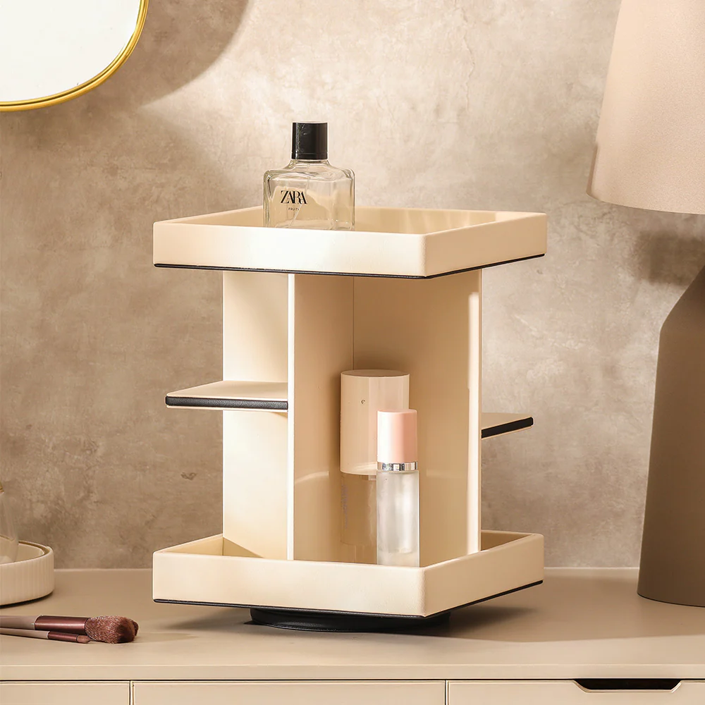 Node Tiered Rotating Cosmetic Organiser - Ivory - Image 2