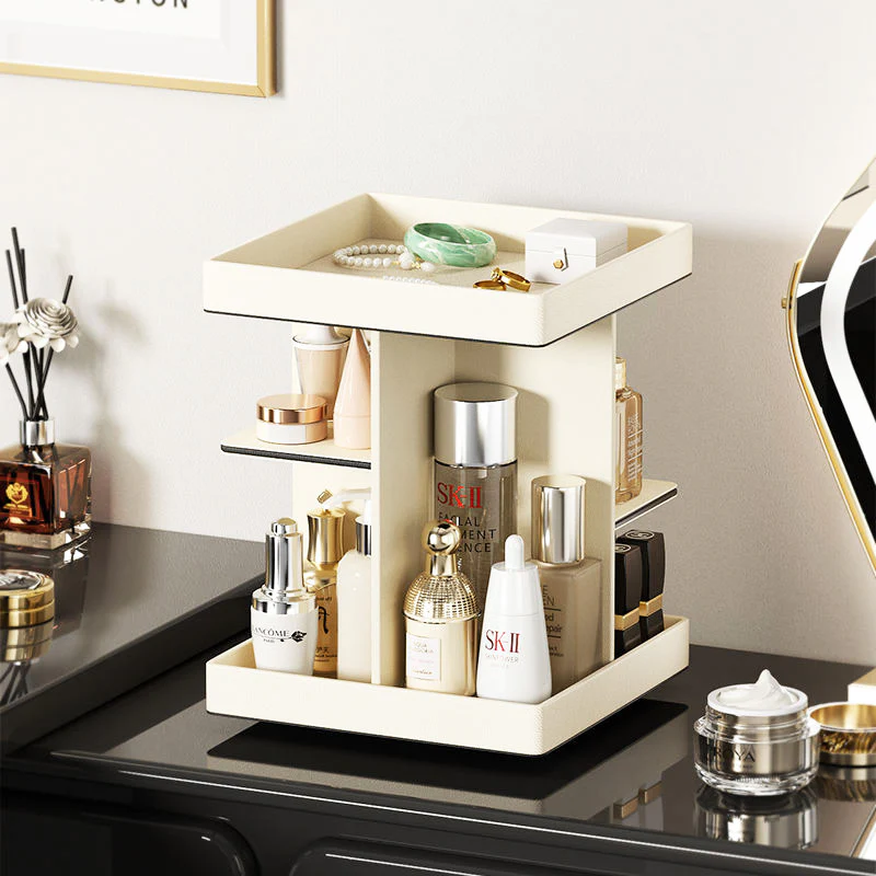 Node Tiered Rotating Cosmetic Organiser - Ivory - Image 3
