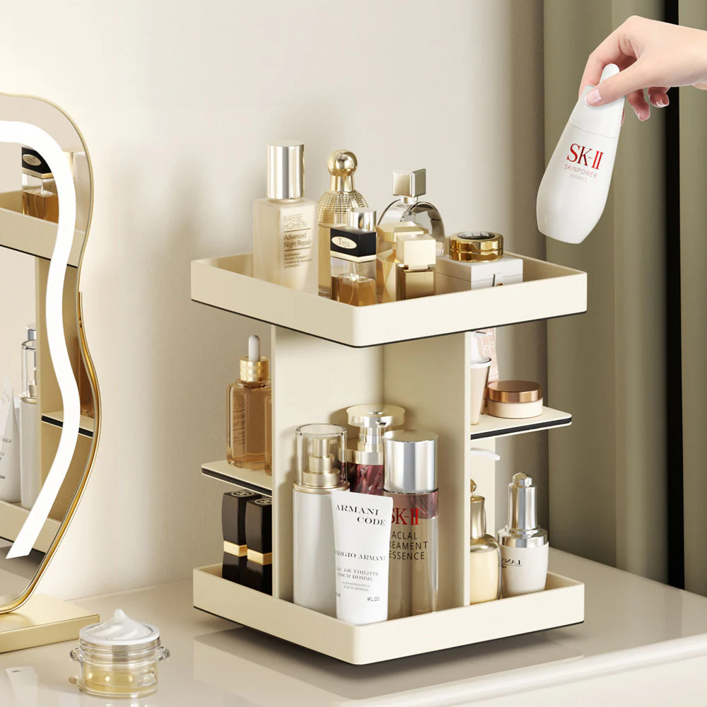 Node Tiered Rotating Cosmetic Organiser - Ivory - Image 5