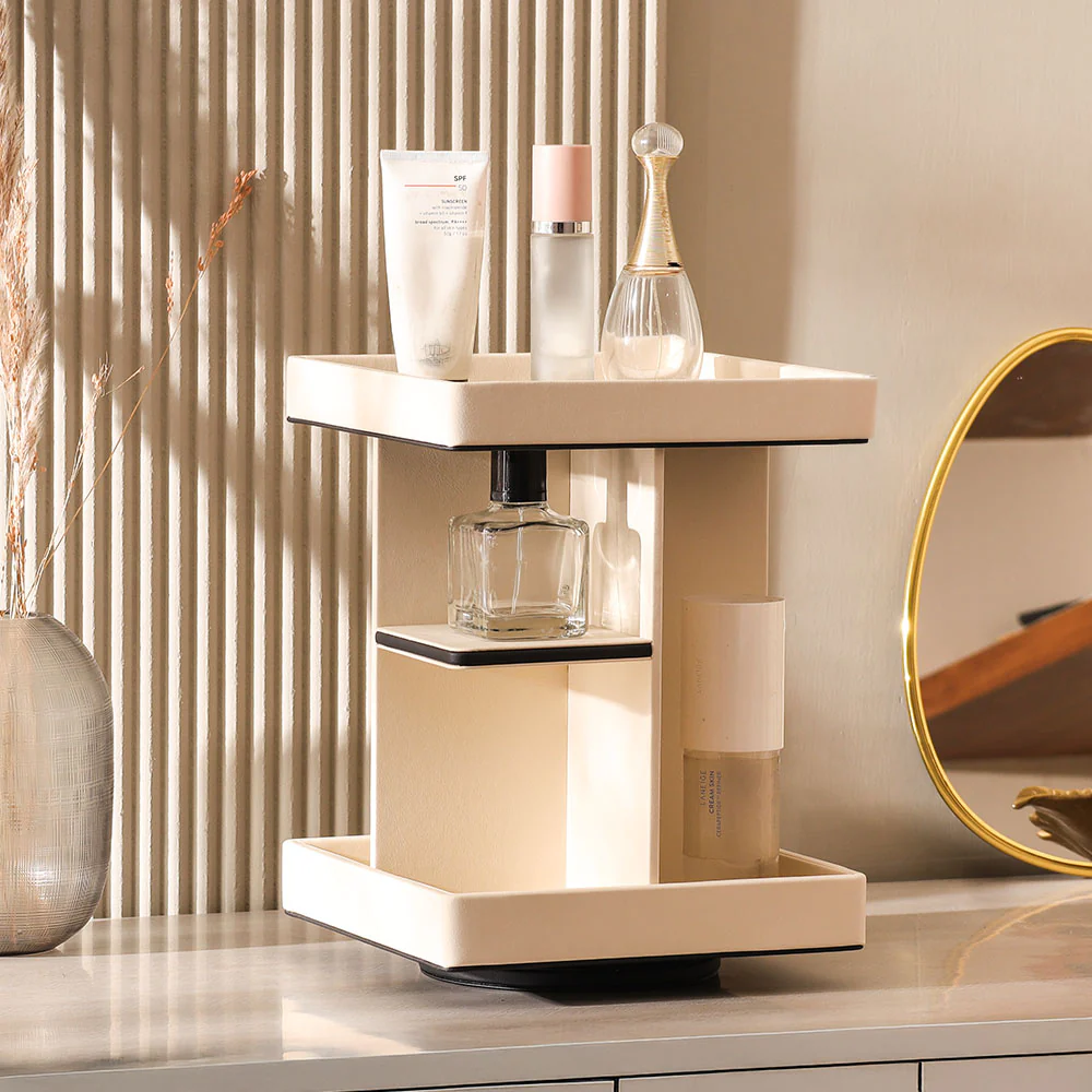Node Tiered Rotating Cosmetic Organiser - Ivory - Image 6