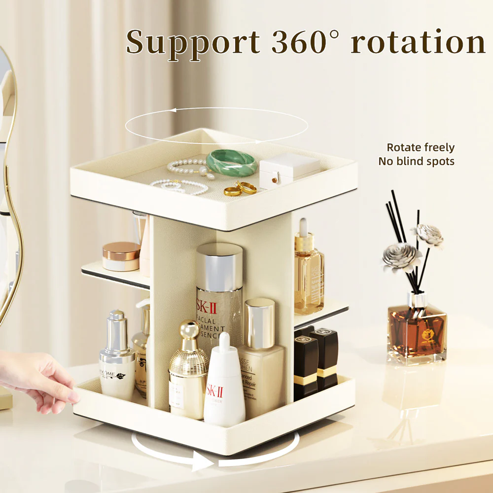 Node Tiered Rotating Cosmetic Organiser - Ivory - Image 8