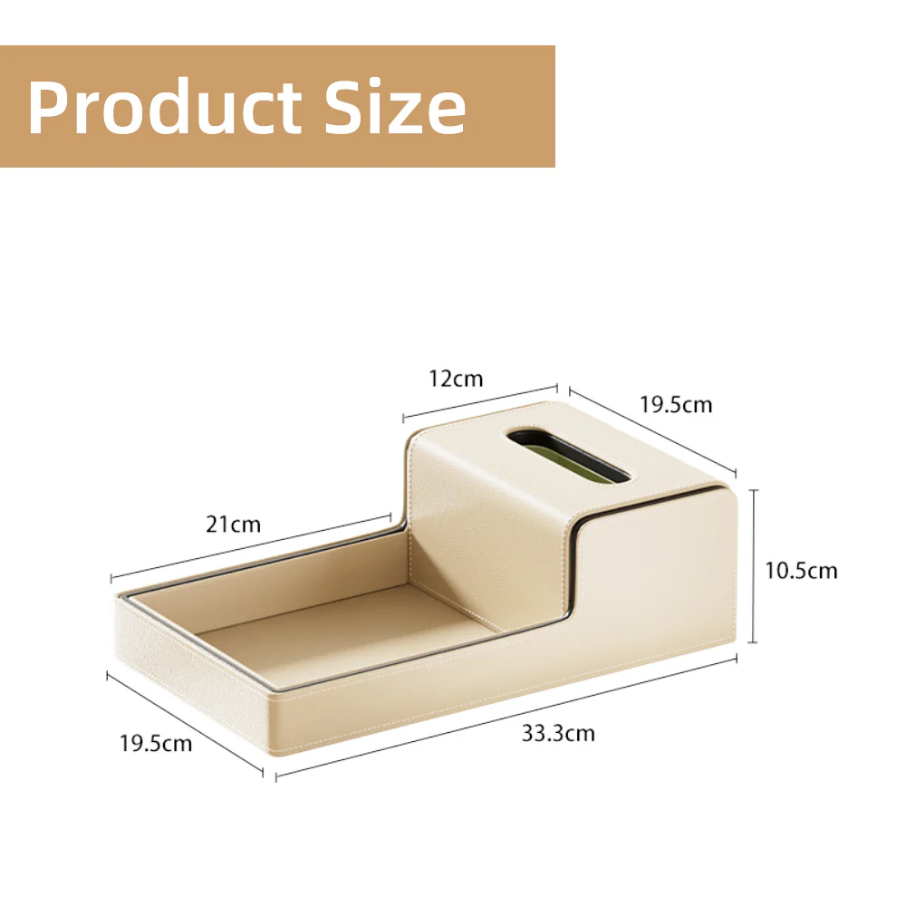 Node Tissue Box Holder with Tray - Light Beige - Image 2