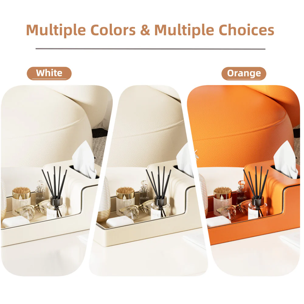 Node Tissue Box Holder with Tray - Light Beige - Image 4
