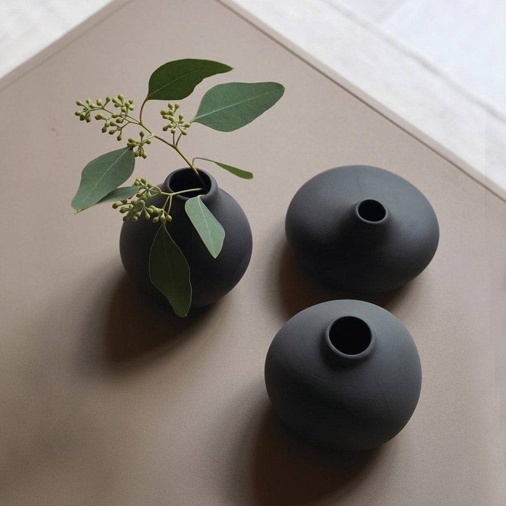 Nona Porcelain Mini Vases, Set of 3 - Pewter