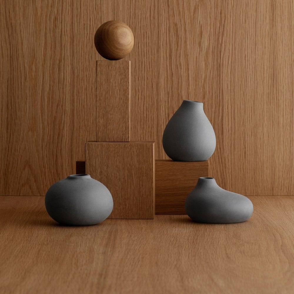 Nona Porcelain Mini Vases, Set of 3 - Pewter - Image 2