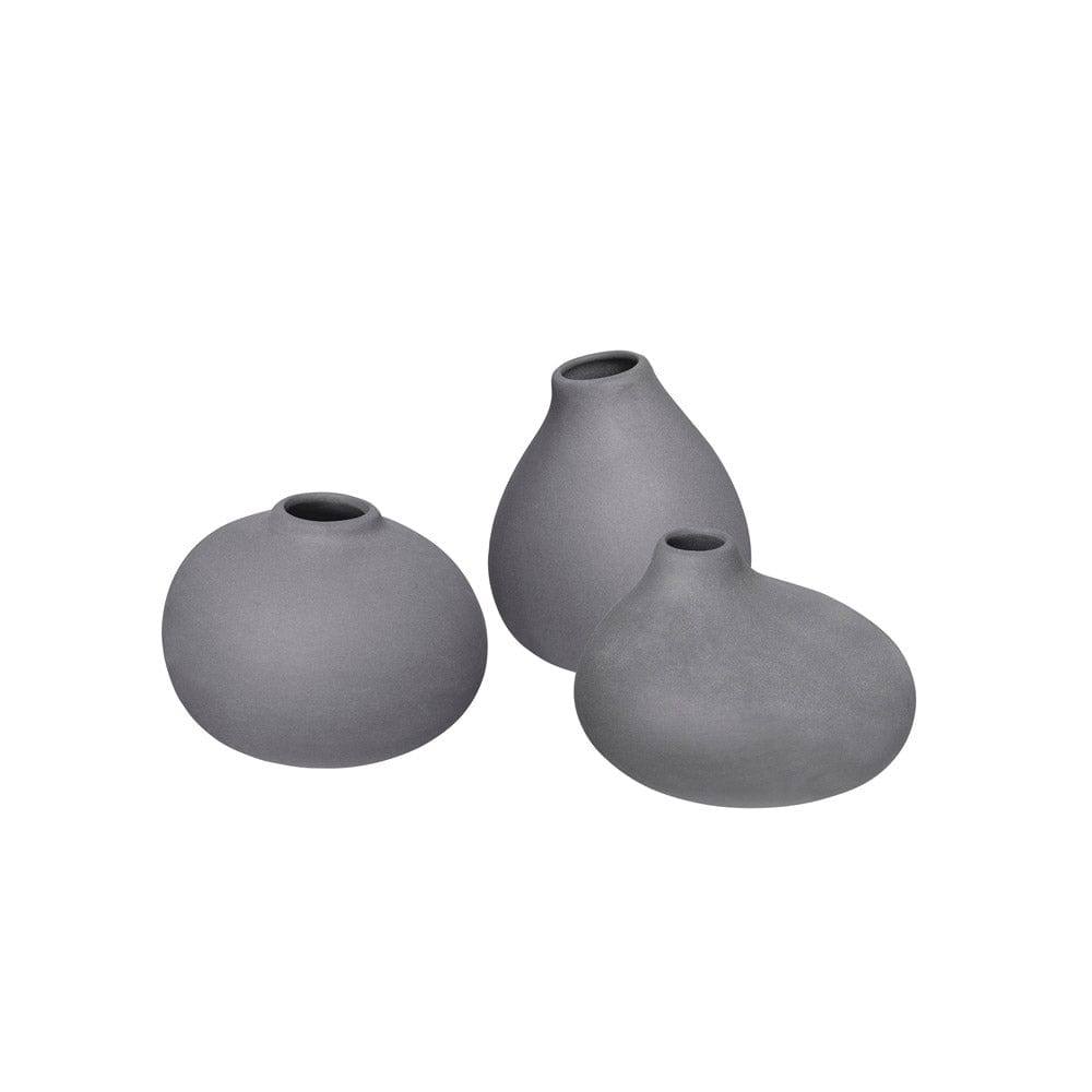 Nona Porcelain Mini Vases, Set of 3 - Pewter - Image 3