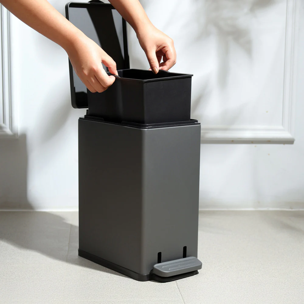 Nori Slim Pedal Bin 7L - Dark Grey - Image 4