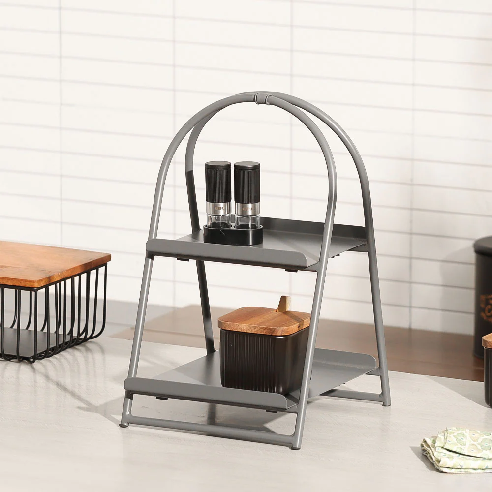 Norman 2-Tier Metal Caddy - Grey - Image 4