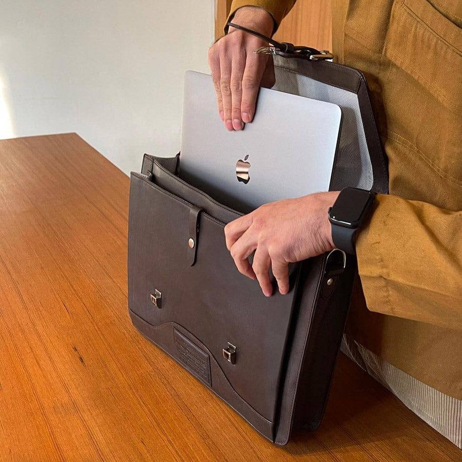 Norman Laptop Bag - Dark Brown - Image 4