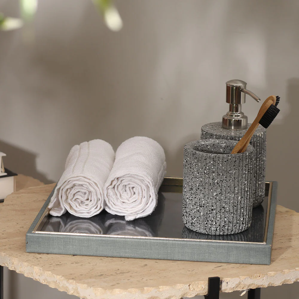 Oasis Glass Square Tray Medium - Indigo Grey - Image 2