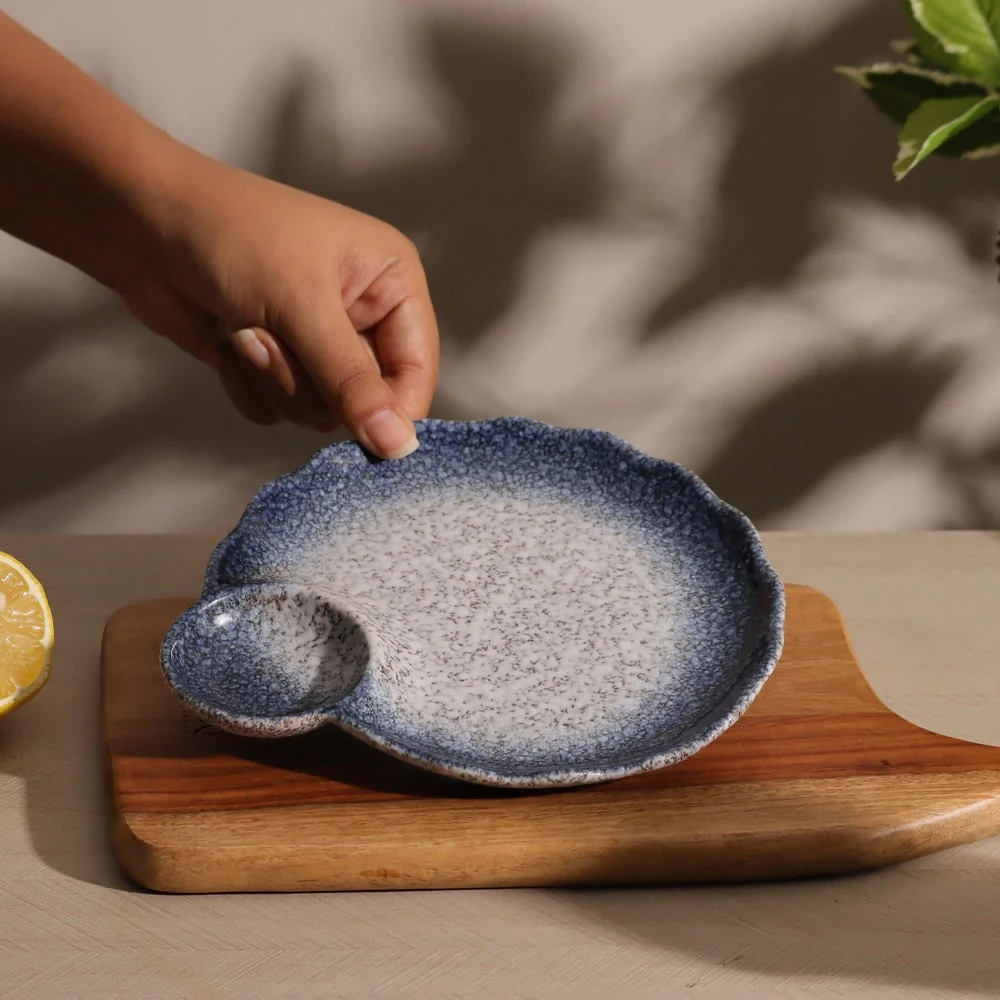 Oasis Round Dimsum Plate Small - Blue Grey - Image 5