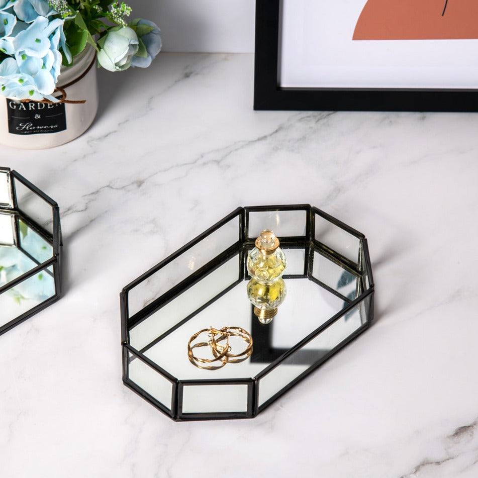 Octagon Glass Tray Small - Gunmetal - Image 2