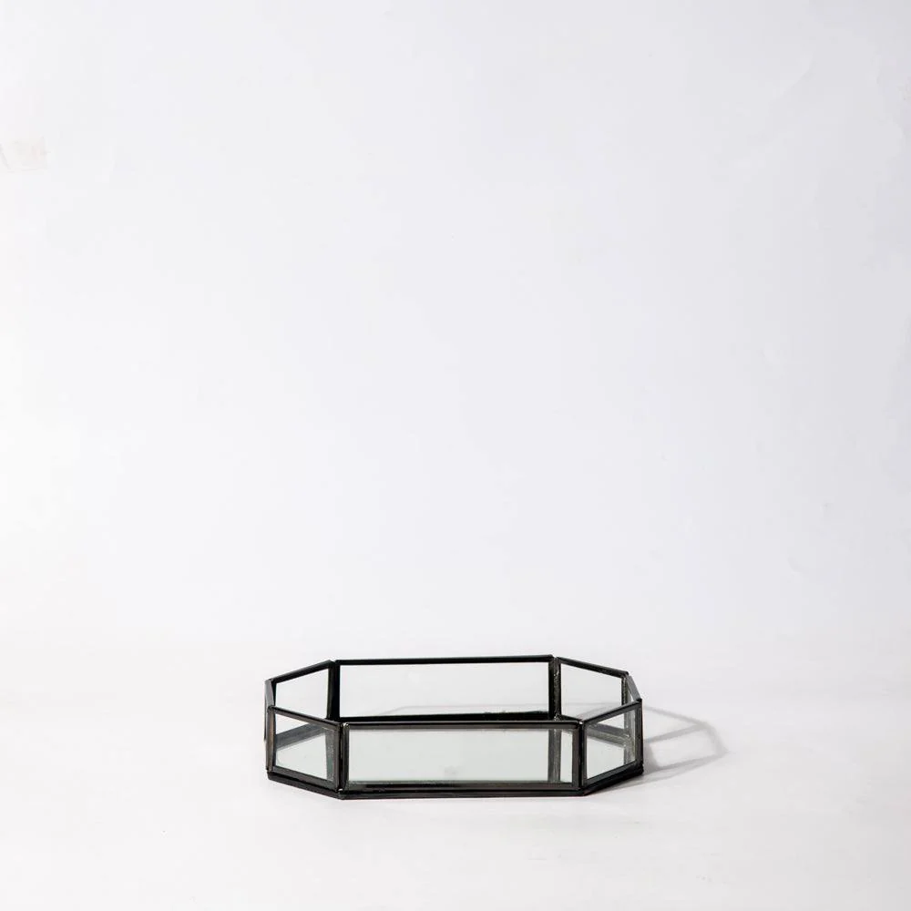 Octagon Glass Tray Small - Gunmetal - Image 3