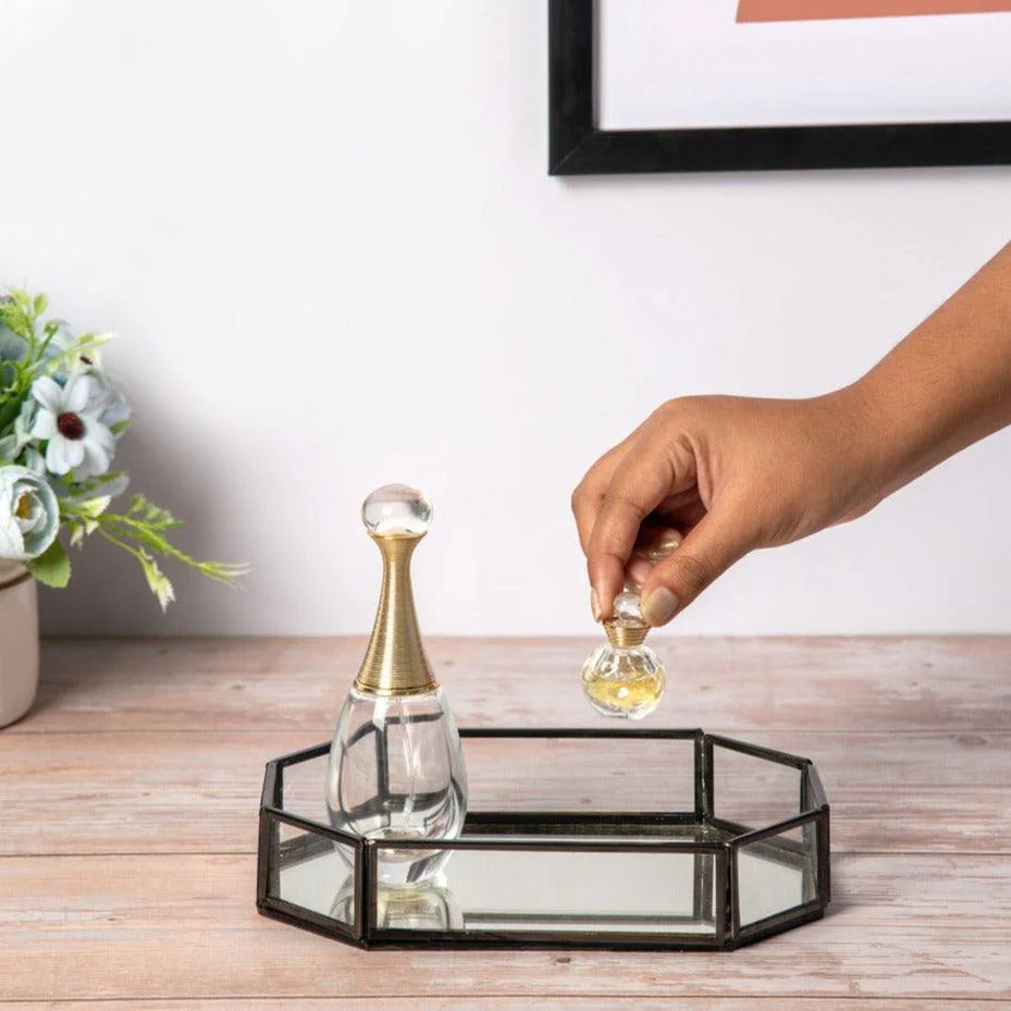 Octagon Glass Tray Small - Gunmetal - Image 4