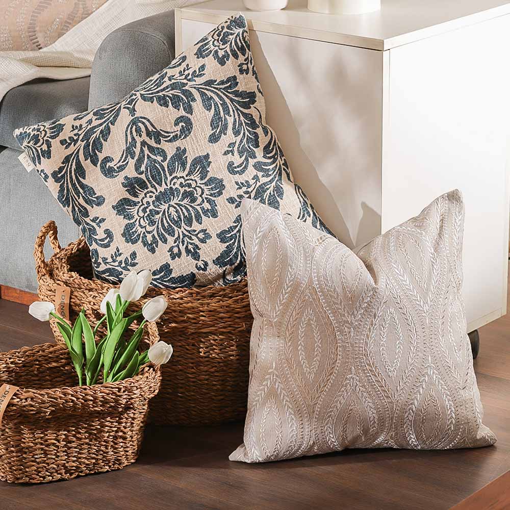 Ogee Embroidered Cushion Cover 45x45cm - Metallic Greige - Image 4