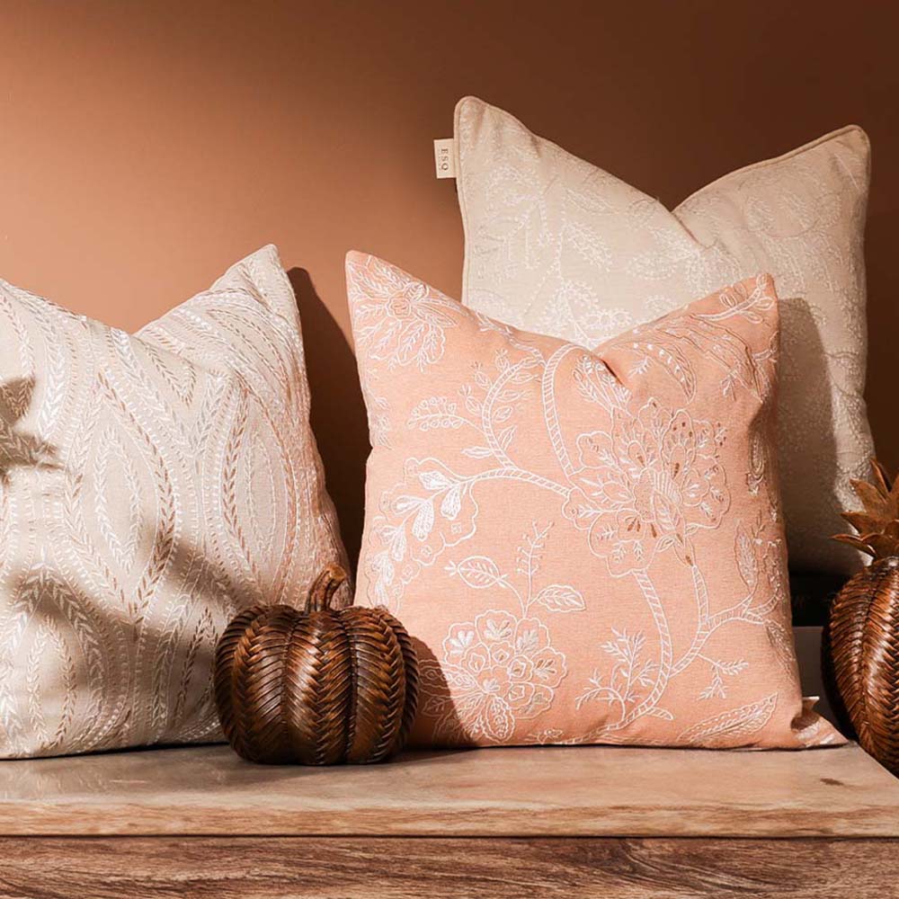 Ogee Embroidered Cushion Cover 45x45cm - Metallic Greige - Image 5