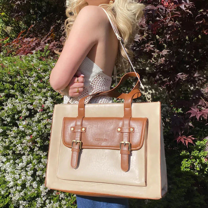 Olivia Classic Laptop Tote Bag - Beige Brown - Image 8