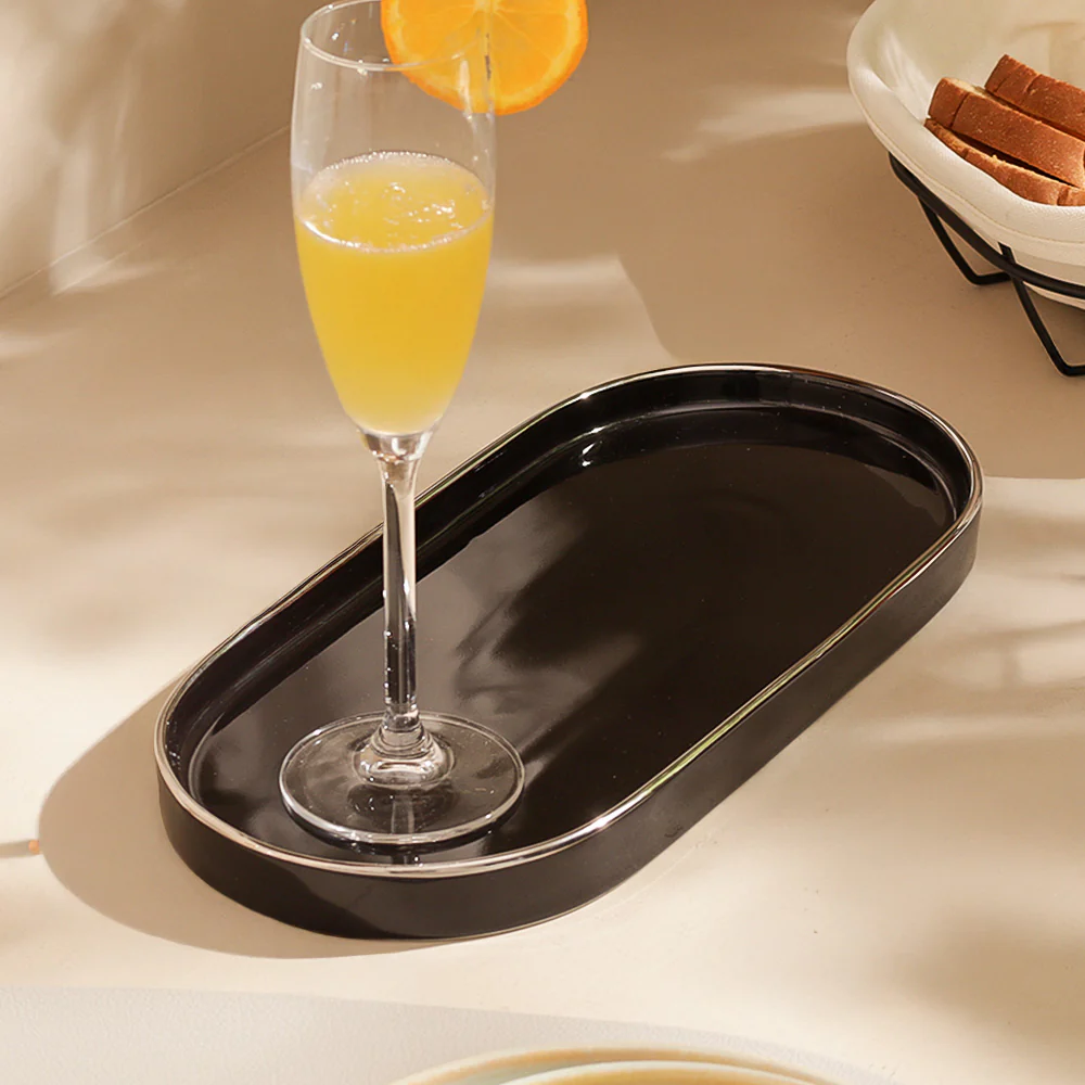 Onyx Oval Serving Platter Large - Black - Image 2