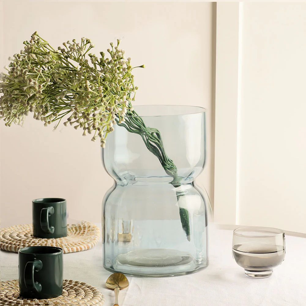 Ophelia Fluted Glass Vase Medium - Aqua - Image 2