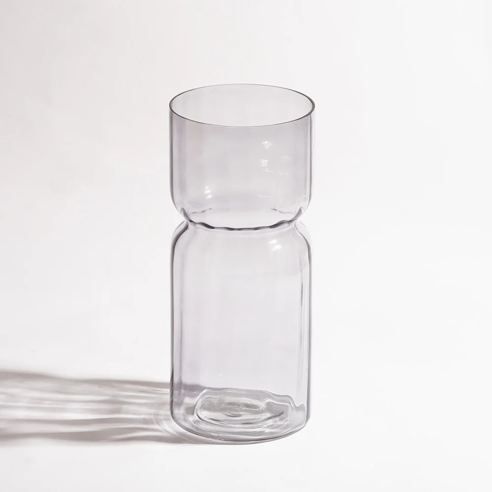 Ophelia Fluted Glass Vase Tall - Light Grey - Image 3