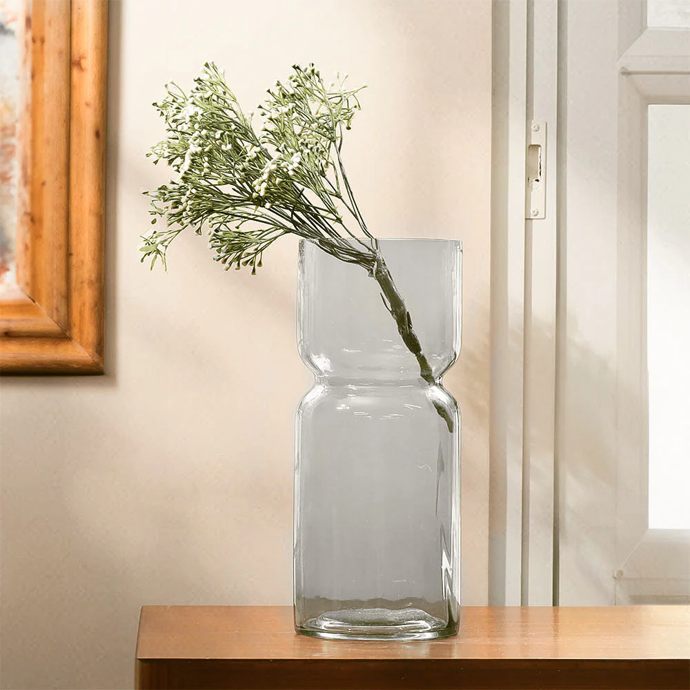 Ophelia Fluted Glass Vase Tall - Light Grey - Image 4