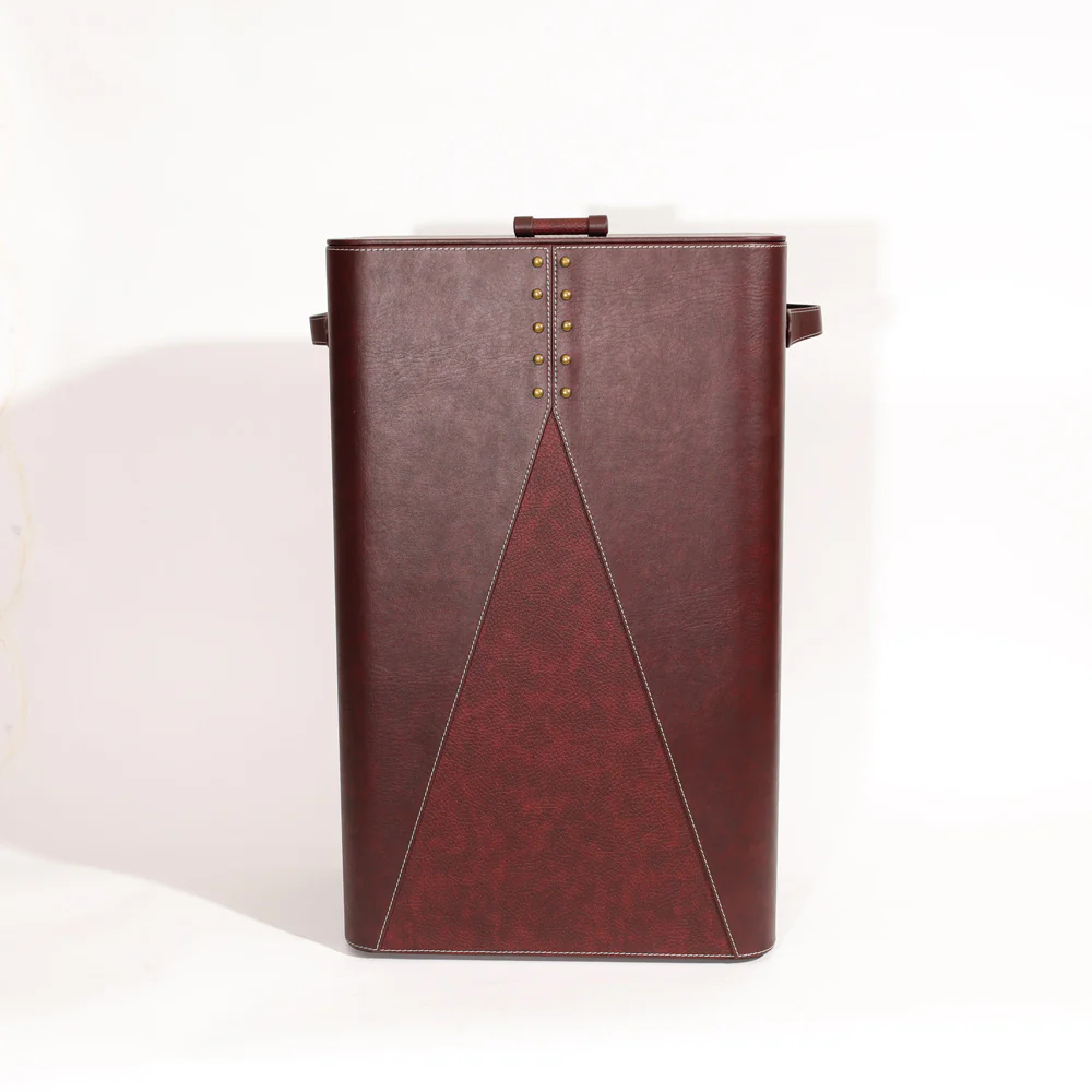 Ophelia Studded Laundry Bin with Lid - Burgundy - Image 3
