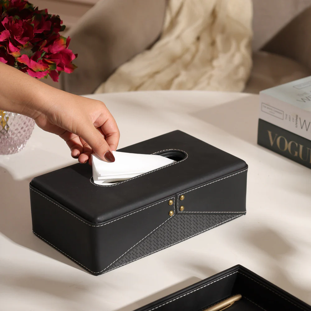 Ophelia Studded Tissue Box Holder - Black - Image 2