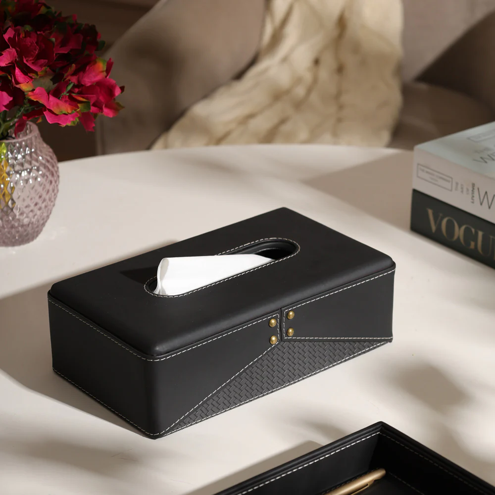 Ophelia Studded Tissue Box Holder - Black - Image 4