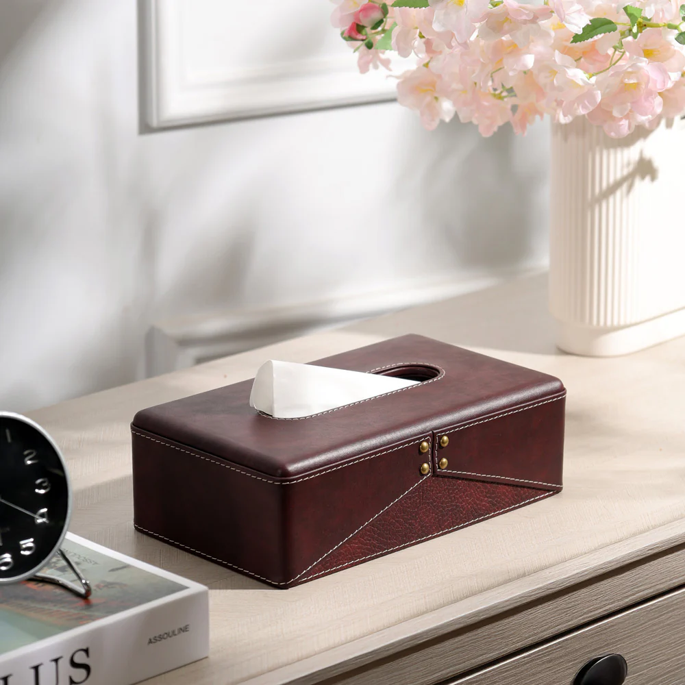 Ophelia Studded Tissue Box Holder - Burgundy - Image 6
