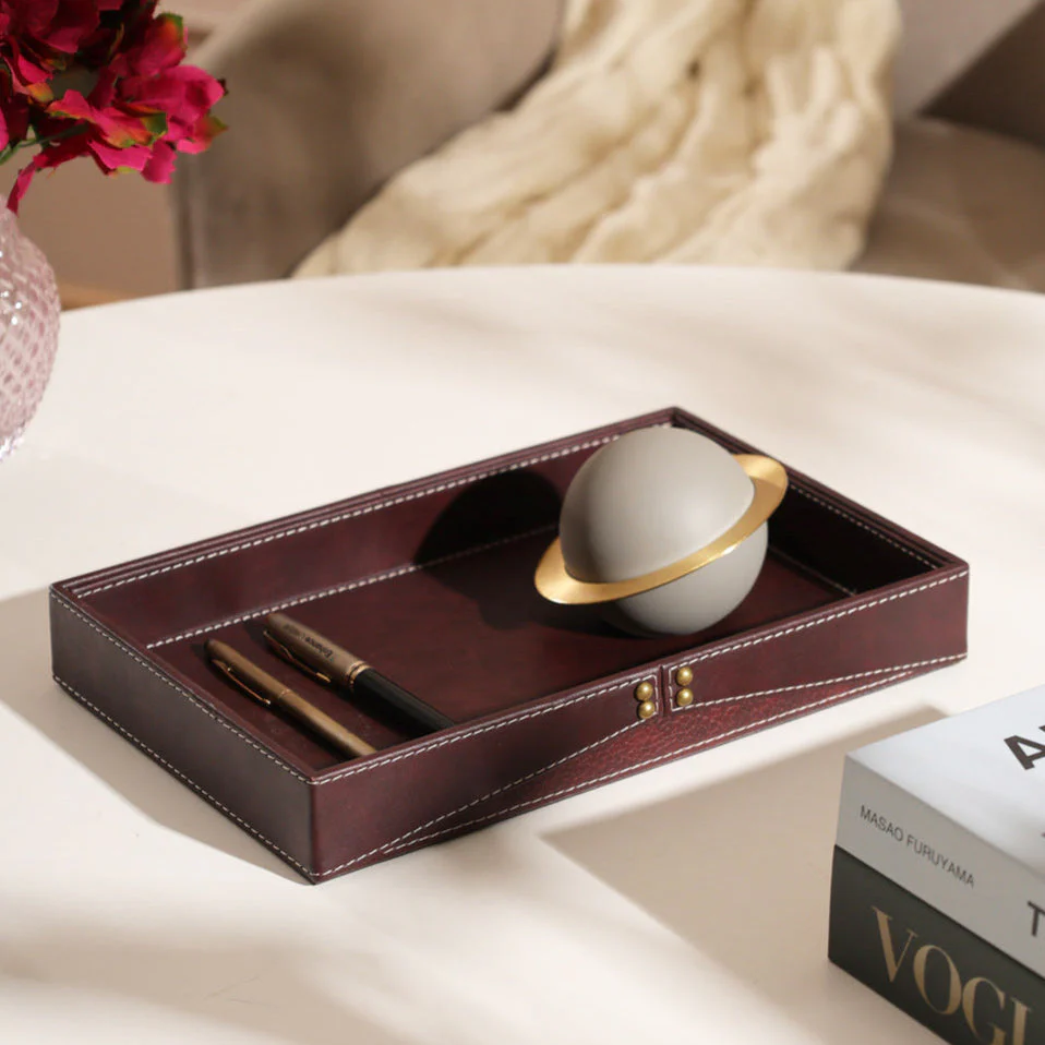 Ophelia Studded Valet Tray - Burgundy