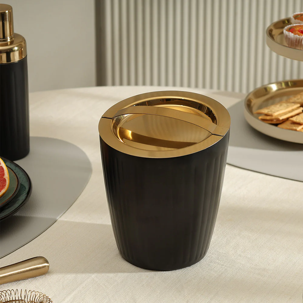 Opus Double-Walled Ice Bucket with Lid - Black Gold - Image 2