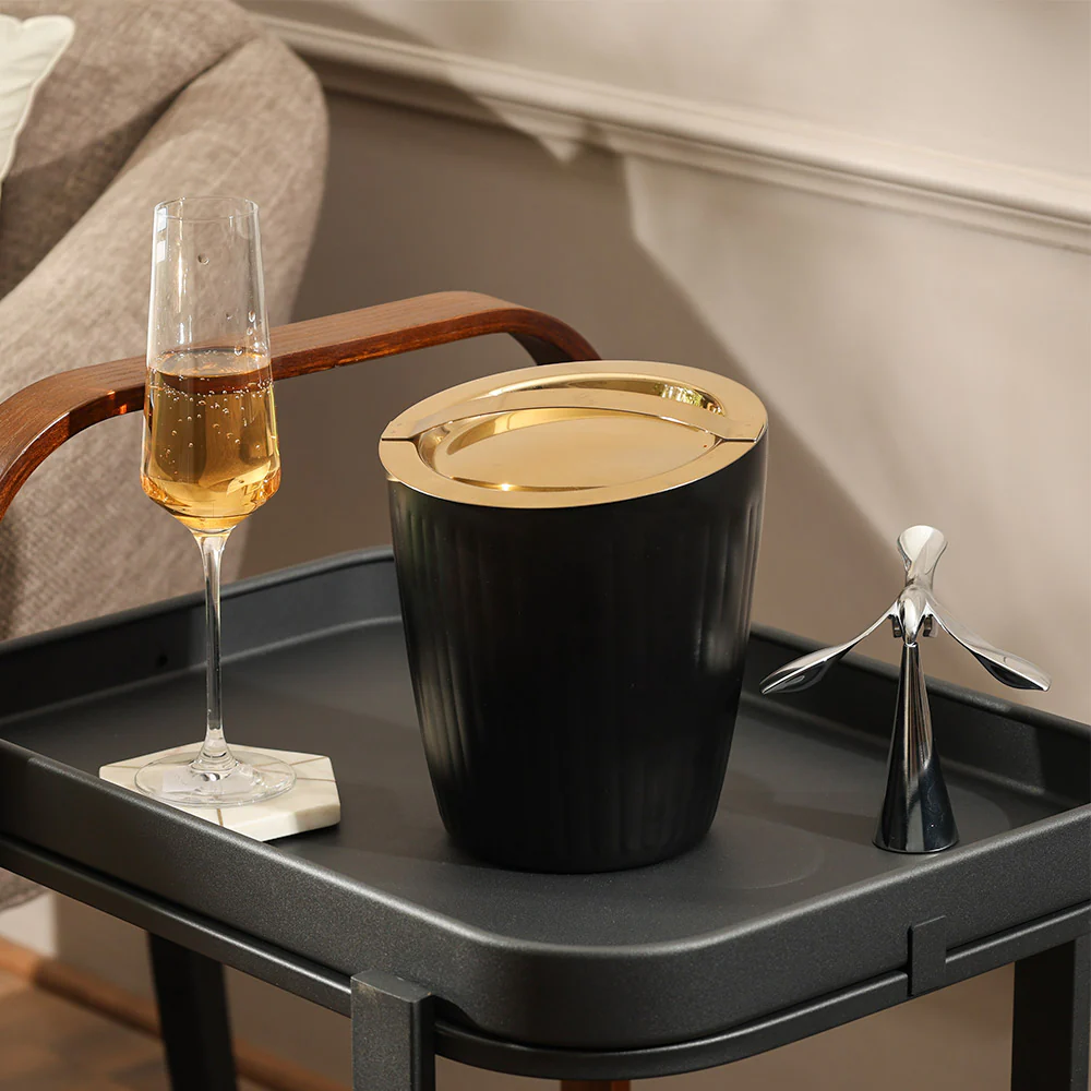 Opus Double-Walled Ice Bucket with Lid - Black Gold - Image 3