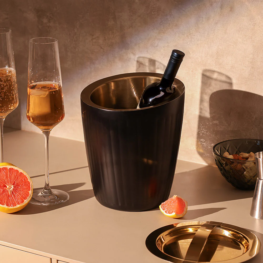 Opus Double-Walled Ice Bucket with Lid - Black Gold - Image 5