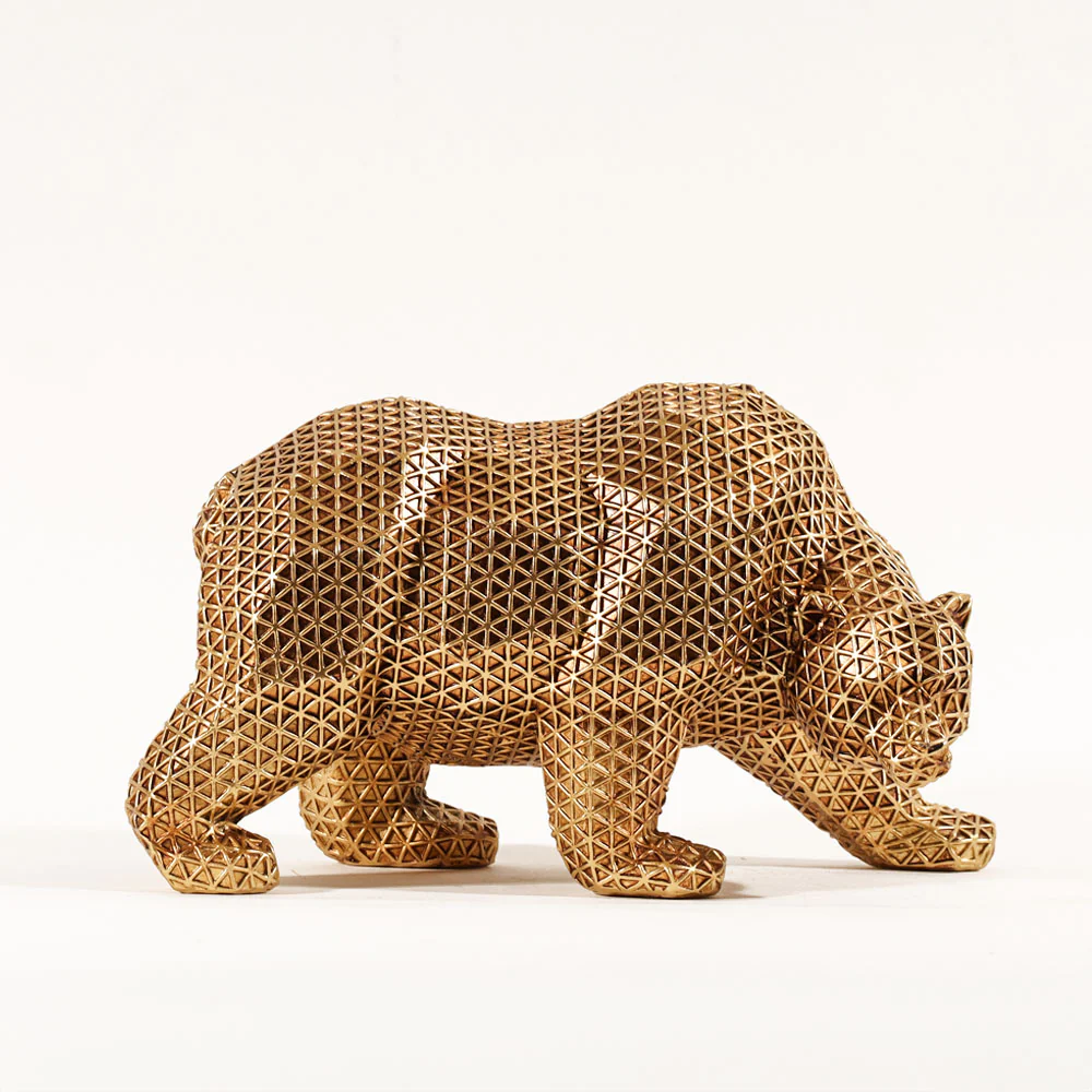 Orion Bear Sculpture - Grid Gold - Image 3