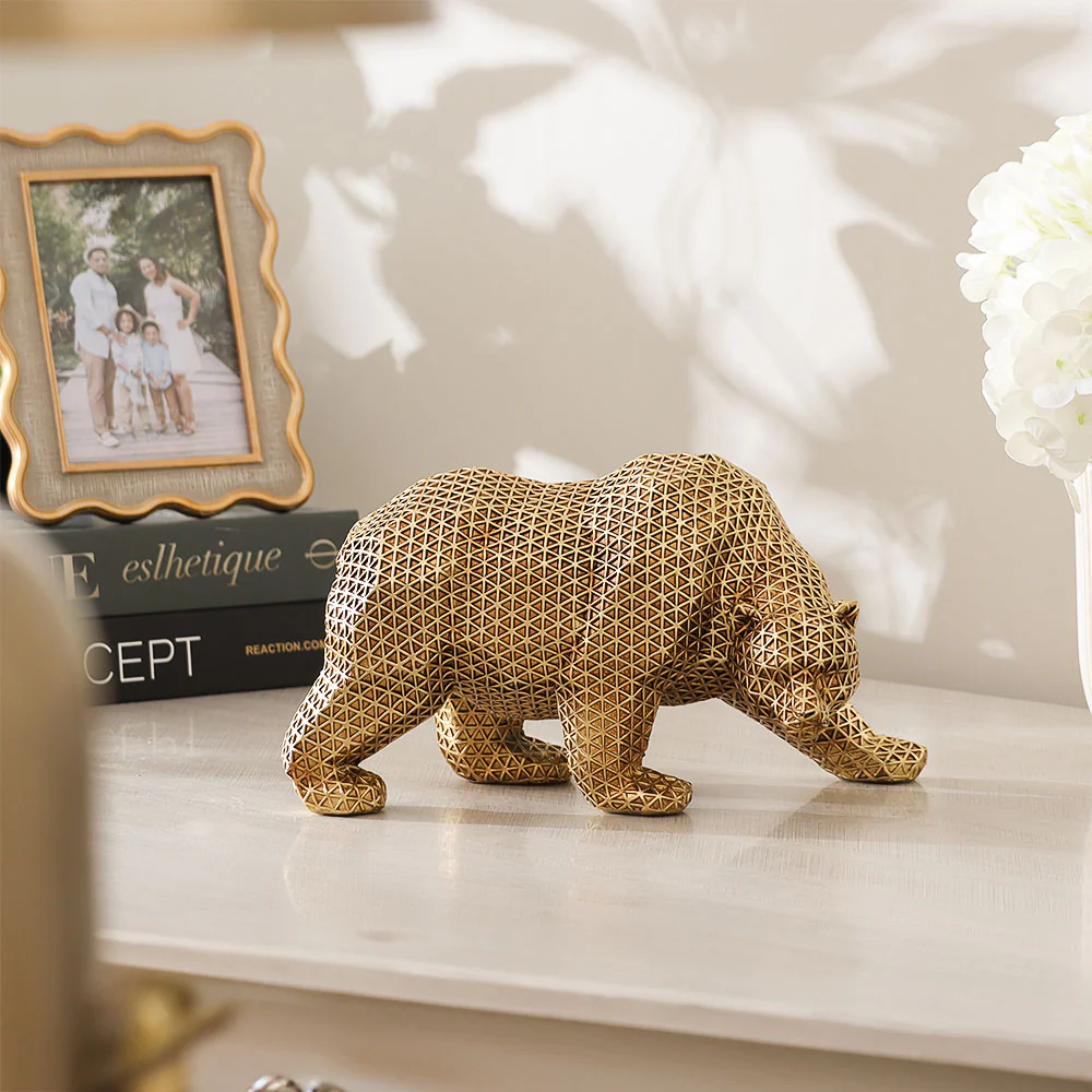 Orion Bear Sculpture - Grid Gold - Image 5