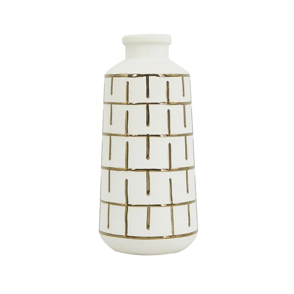 Orlo Ceramic Vase Large - White Gold - Image 6