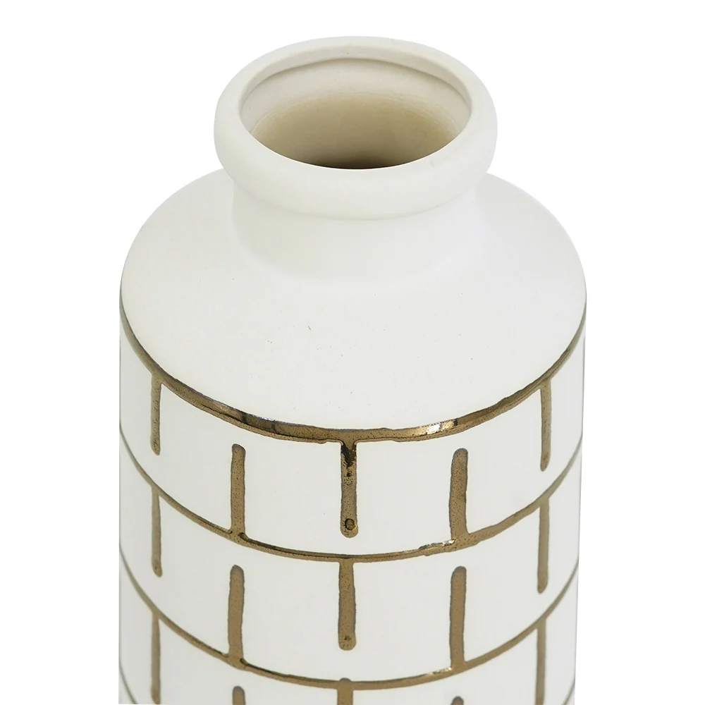 Orlo Ceramic Vase Large - White Gold - Image 7