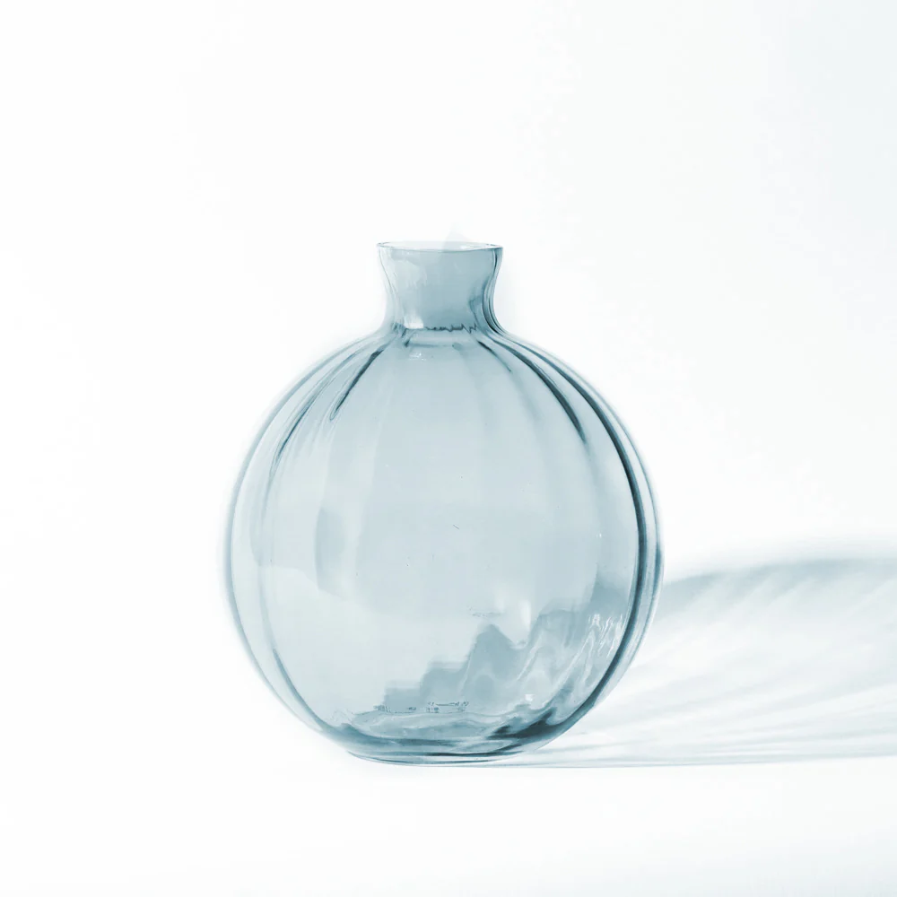 Orly Rippled Round Vase Large - Aqua - Image 3