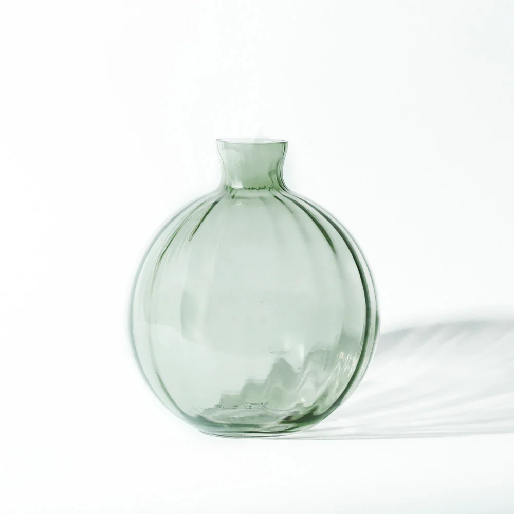 Orly Rippled Round Vase Large - Sage - Image 3