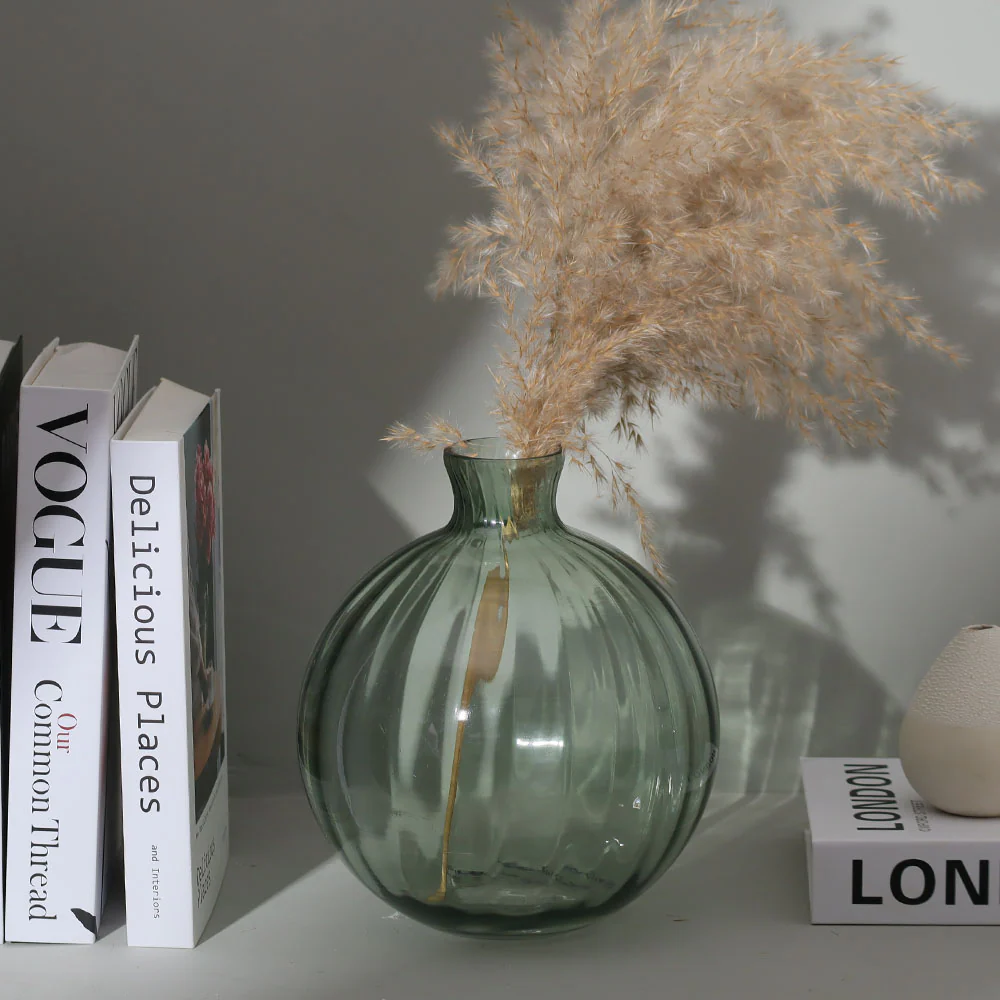 Orly Rippled Round Vase Large - Sage - Image 4