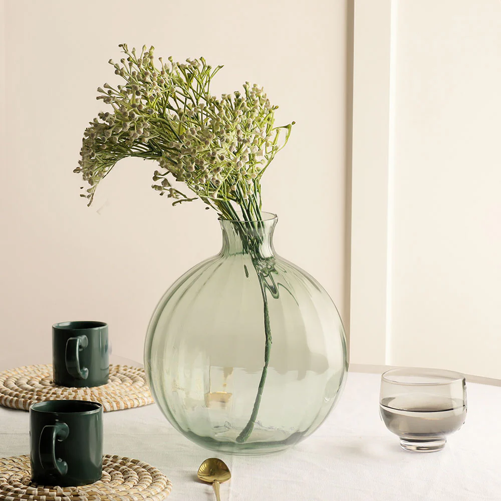 Orly Rippled Round Vase Large - Sage - Image 6