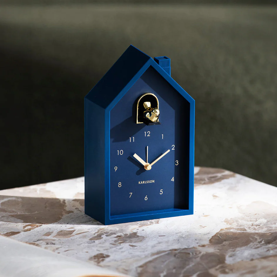 Oro Modern Cuckoo Alarm Clock - Dark Blue