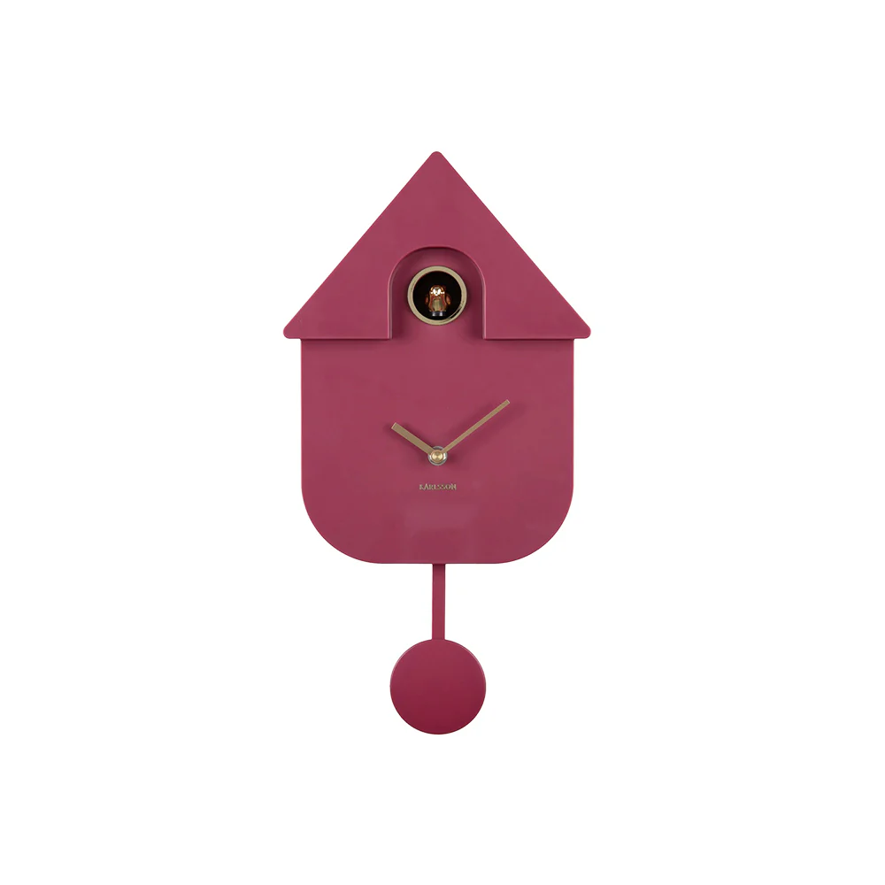 Oro Modern Cuckoo Pendulum Wall Clock - Dark Mauve - Image 2