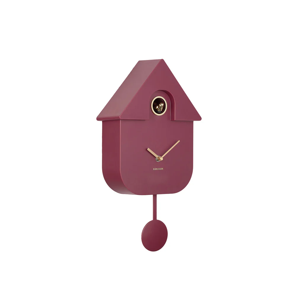 Oro Modern Cuckoo Pendulum Wall Clock - Dark Mauve - Image 4