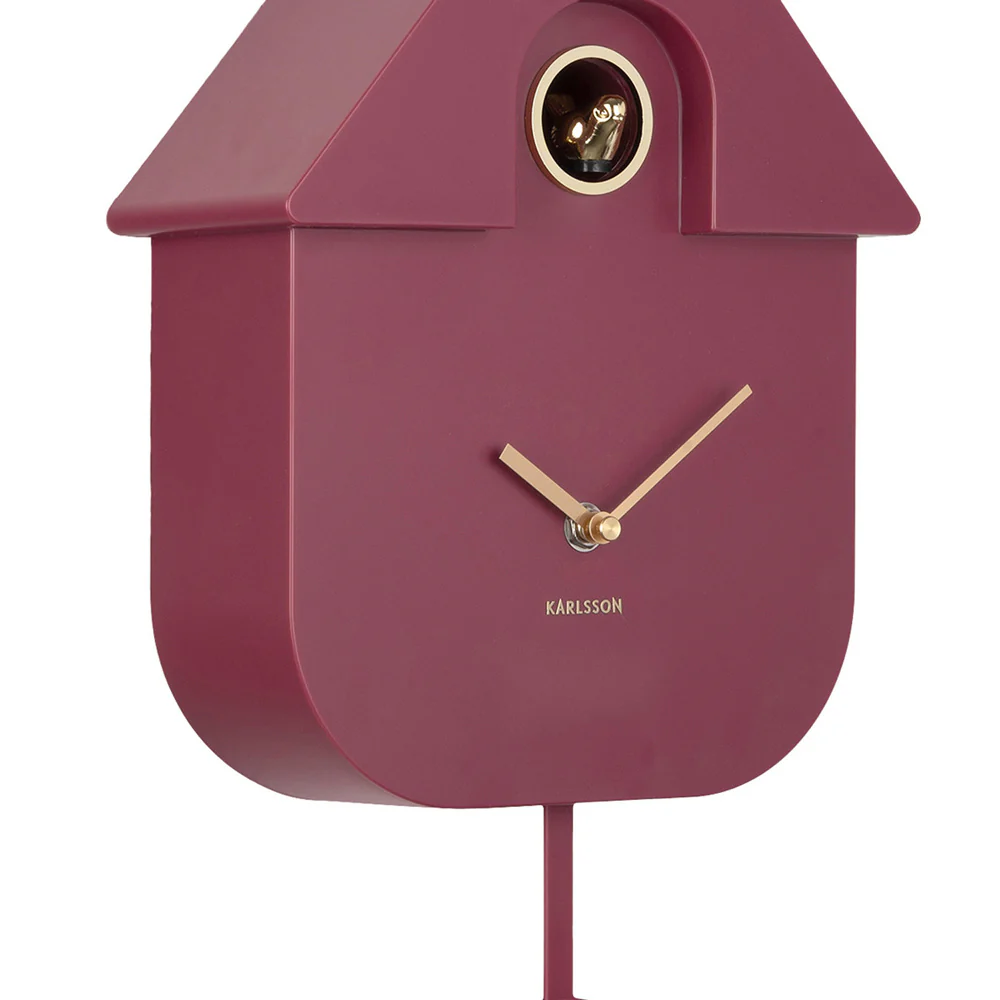 Oro Modern Cuckoo Pendulum Wall Clock - Dark Mauve - Image 5