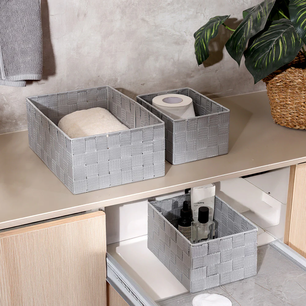 Otto Storage Baskets, Set of 3 - Light Grey - Image 2
